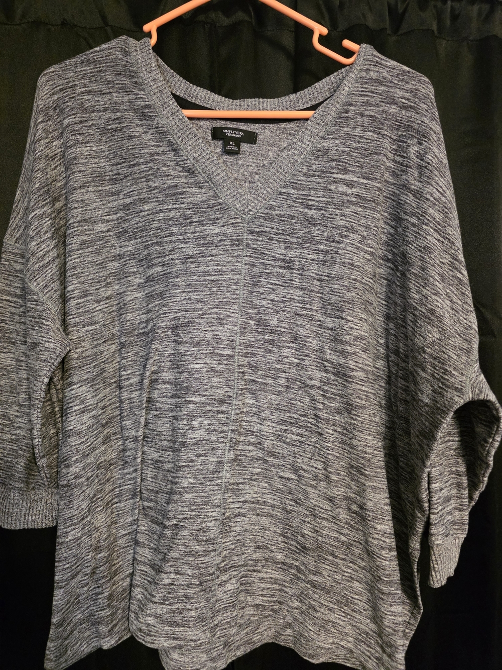 Simply Vera Vera Wang Gray Marled V-Neck Light Wright Sweater/Lounge Pants Set